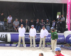Das 'Dream-Team' für viele Besucher: Simon Cortes, Philippe Suchaud und Philippe Quintais (im Weißen Trikot von links) in der Begegnung gegen das Team 'Sevilla'.
