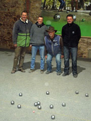 Die Spieler nach dem Finale des 3. Turniers der RHEINGAU Wintermasters 2012/2013: Heribert Elsemann, Reiner Kitzmann, Peter Pähler und Martin Windisch (v.l.n.r.).